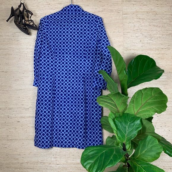 Three Islands Blue Batik Button Down Shirt Dress - Picture 5 of 7